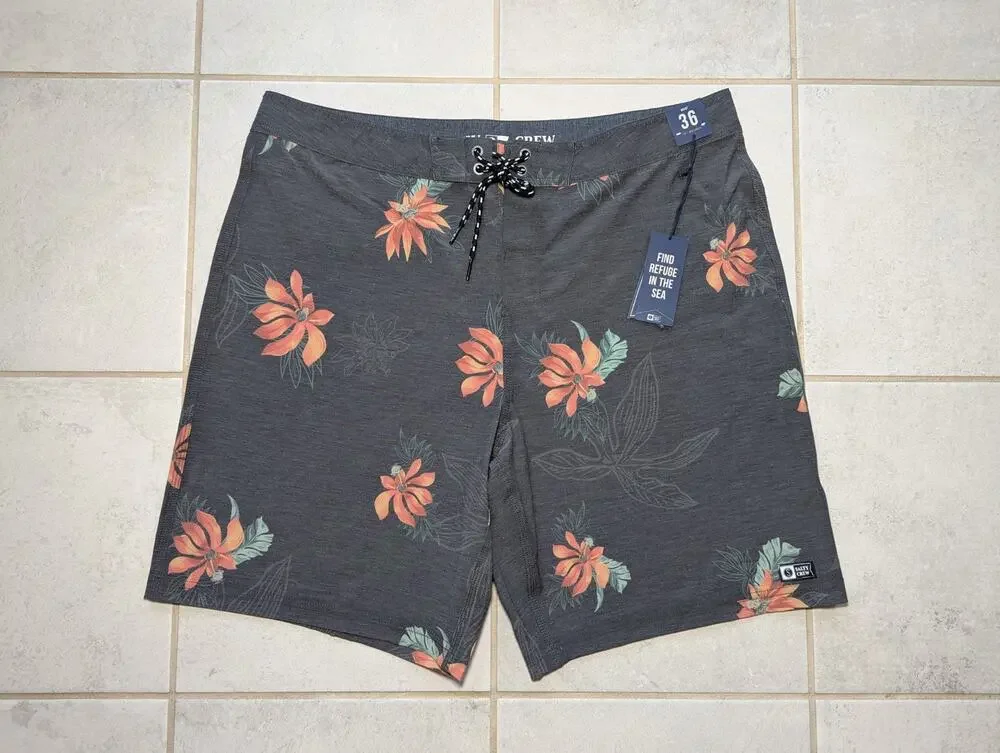 Salty Crew Men's Size 36 Board Shorts Swim Trunks Find Refuge in the Sea Floral